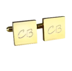 5 x Personalised Engraved Square Gold Cufflinks