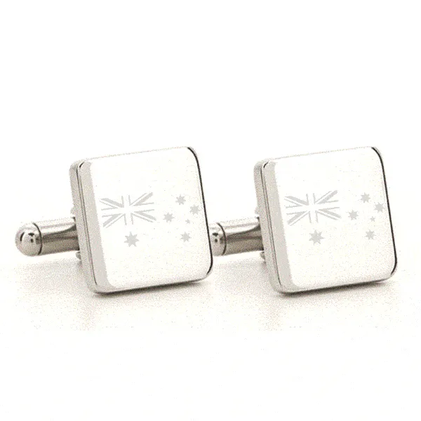 5 x Personalised Engraved Square Silver Cufflinks