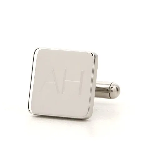 5 x Personalised Engraved Square Silver Cufflinks