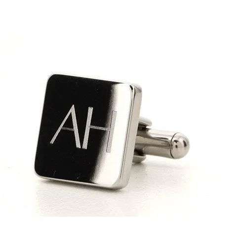 5 x Personalised Engraved Square Silver Cufflinks