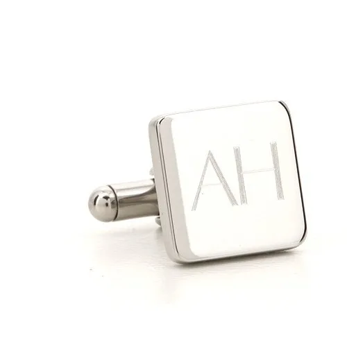 5 x Personalised Engraved Square Silver Cufflinks