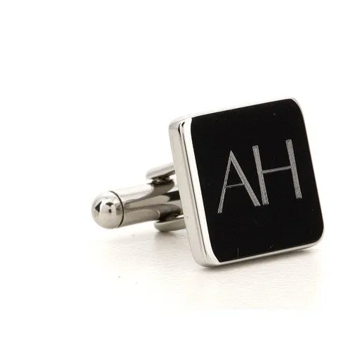 5 x Personalised Engraved Square Silver Cufflinks