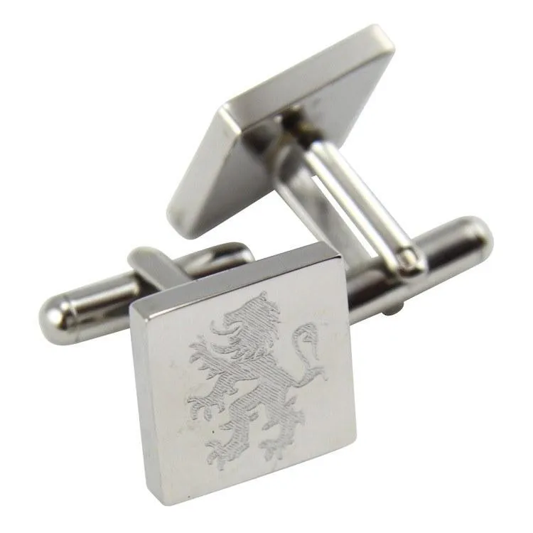 5 x Personalised Engraved Square Silver Cufflinks