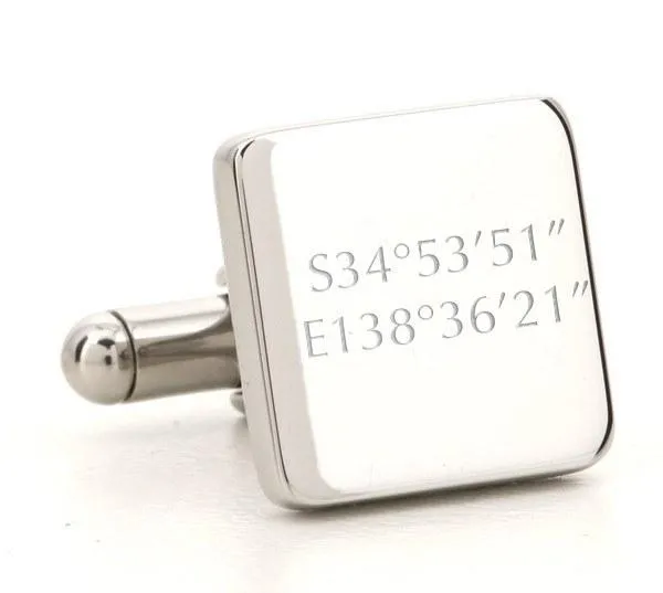 5 x Personalised Engraved Square Silver Cufflinks