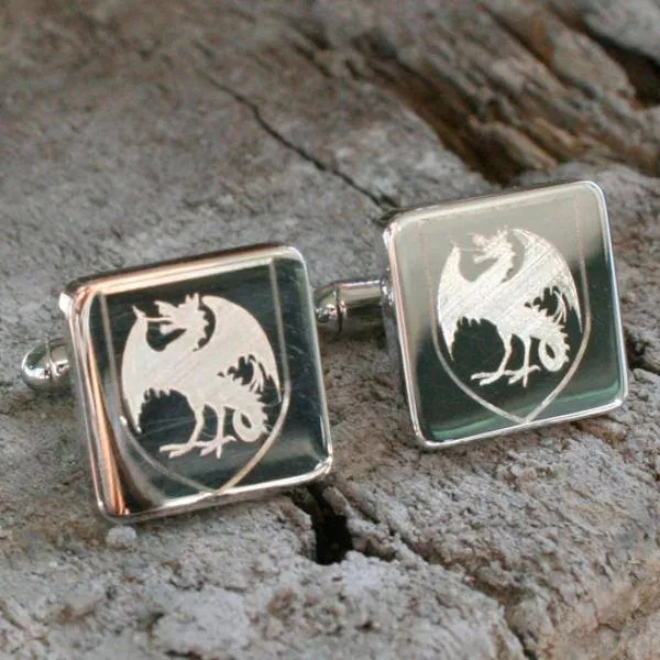 5 x Personalised Engraved Square Silver Cufflinks
