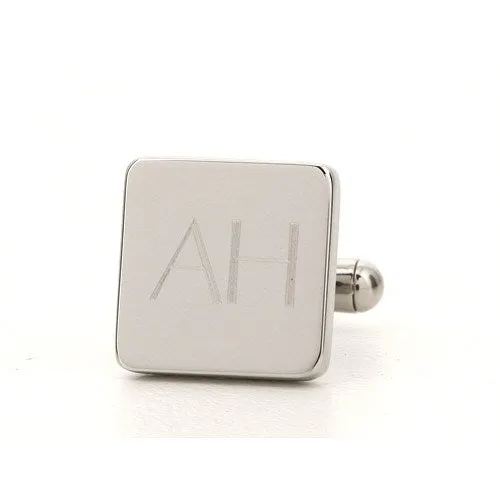 5 x Personalised Engraved Square Silver Cufflinks
