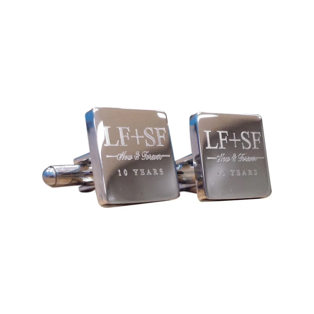 5 x Personalised Engraved Square Silver Cufflinks