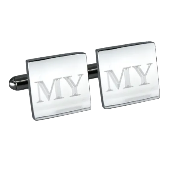 5 x Personalised Engraved Square Silver Cufflinks