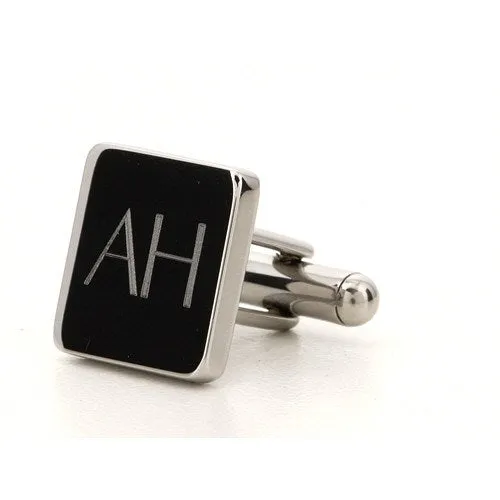 5 x Personalised Engraved Square Silver Cufflinks