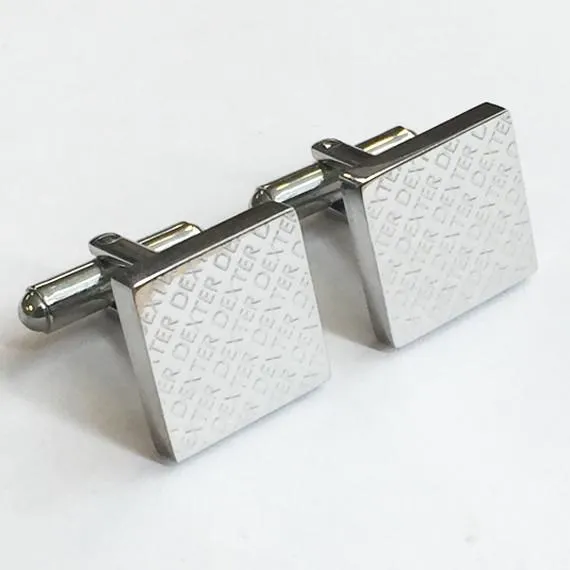 5 x Personalised Engraved Square Silver Cufflinks