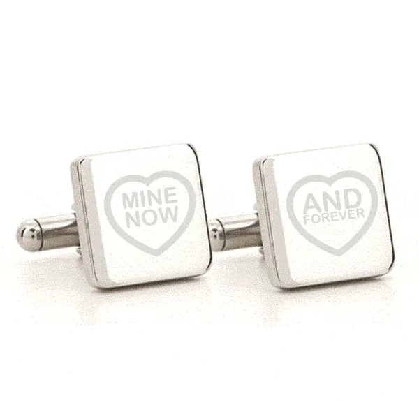 5 x Personalised Engraved Square Silver Cufflinks