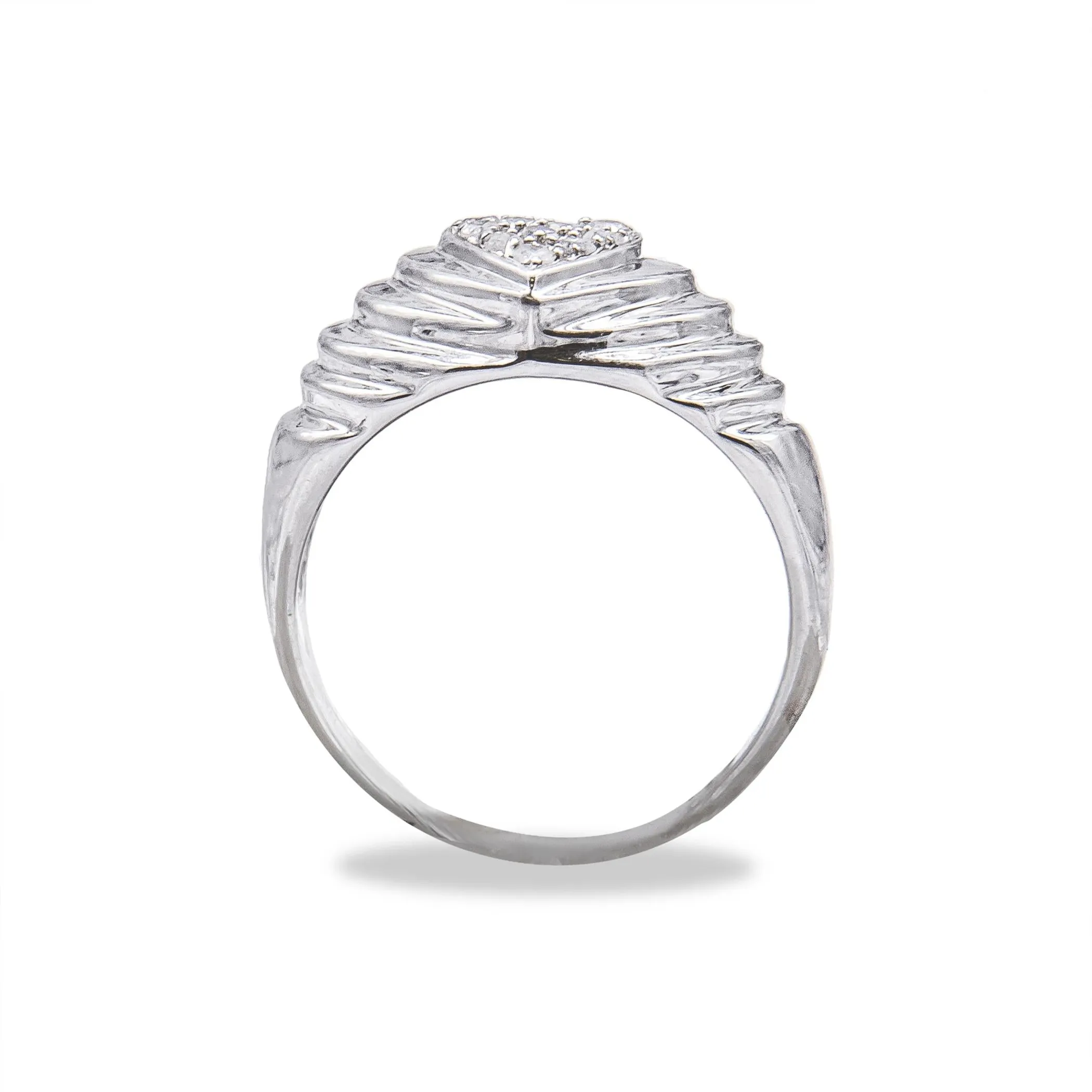 .925 Sterling Silver 1/6 Cttw Round Diamond "Heartbeat" Heart Band Ring (I-J Color, I3 Clarity)