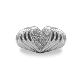 .925 Sterling Silver 1/6 Cttw Round Diamond "Heartbeat" Heart Band Ring (I-J Color, I3 Clarity)