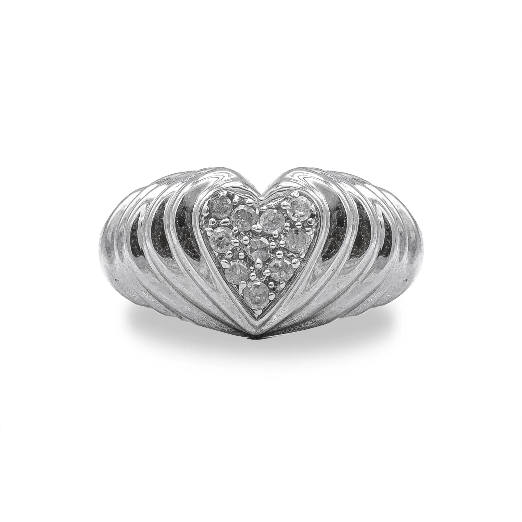 .925 Sterling Silver 1/6 Cttw Round Diamond "Heartbeat" Heart Band Ring (I-J Color, I3 Clarity)