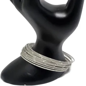 925 Sterling Silver Bangle Bracelet - Set of Ten - Style#01