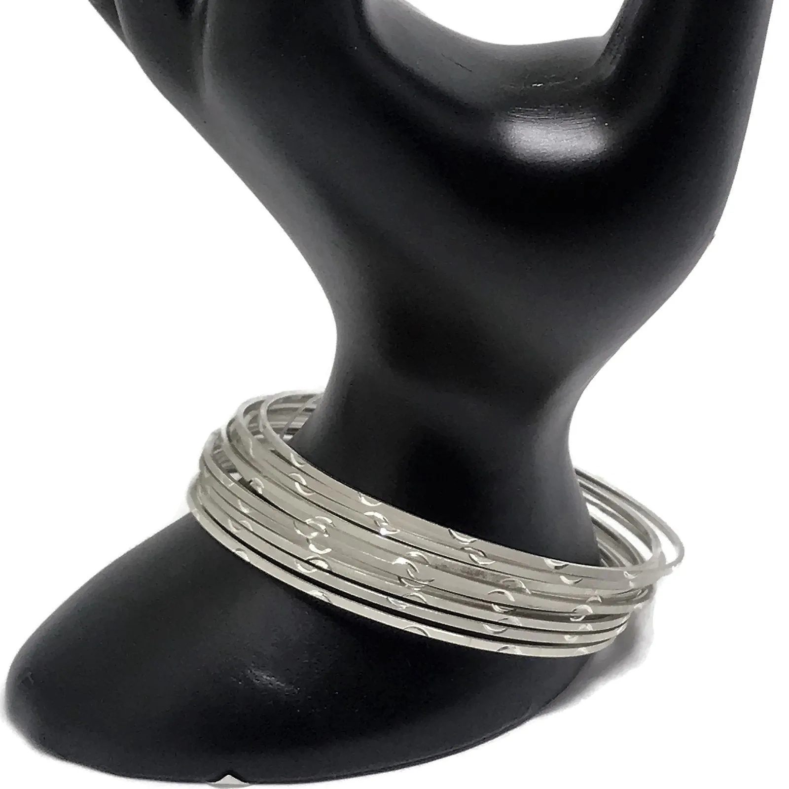 925 Sterling Silver Bangle Bracelet - Set of Ten - Style#01