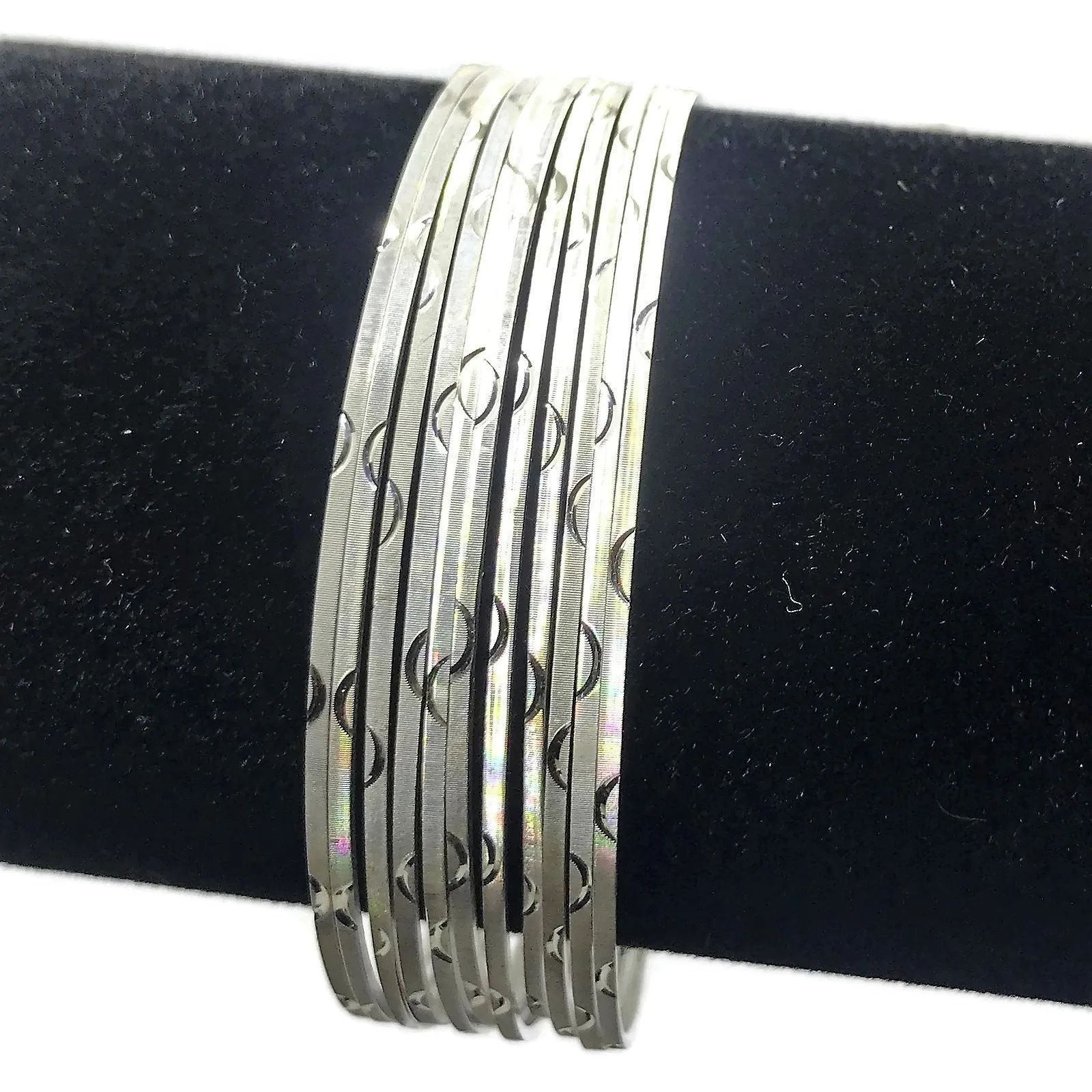 925 Sterling Silver Bangle Bracelet - Set of Ten - Style#01