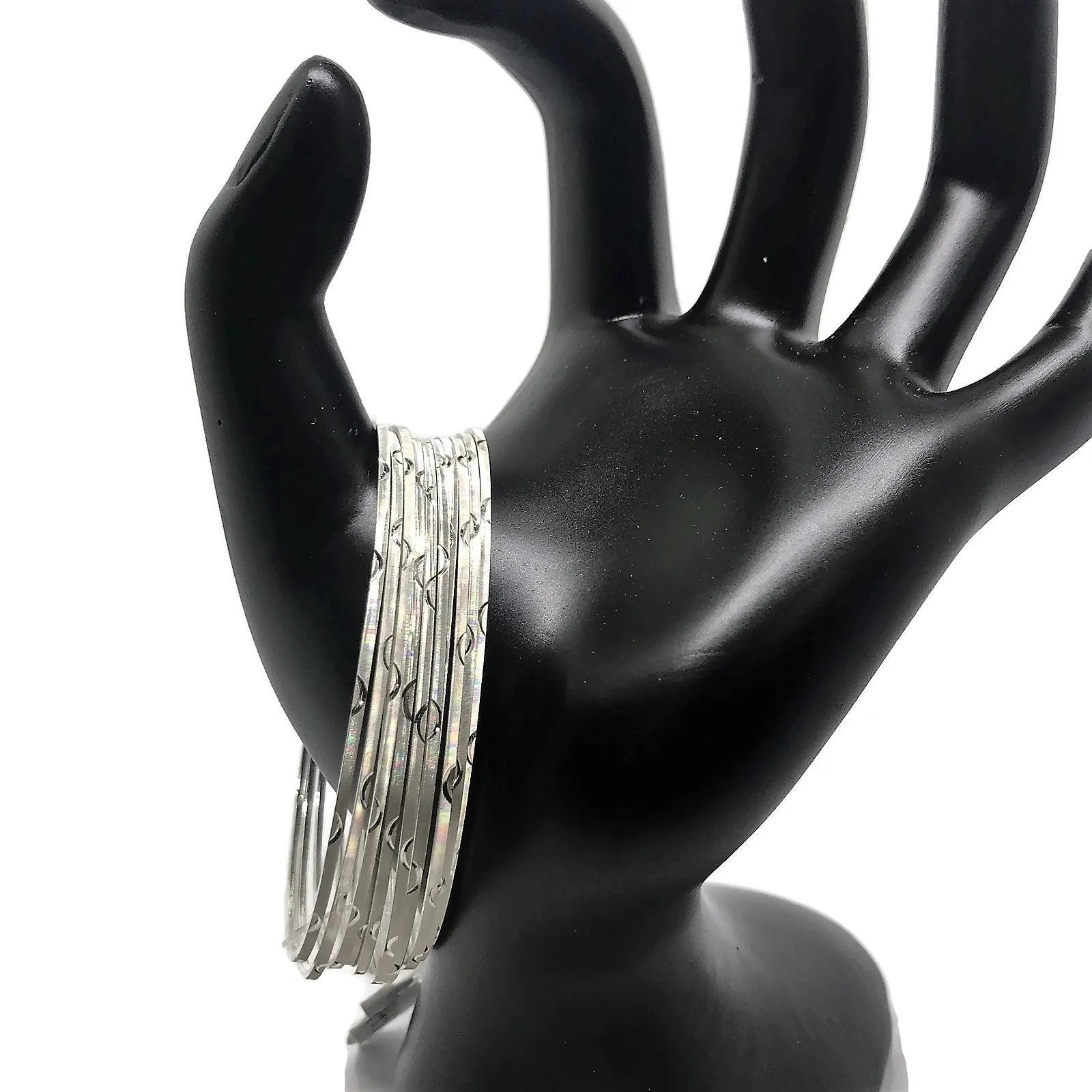 925 Sterling Silver Bangle Bracelet - Set of Ten - Style#01