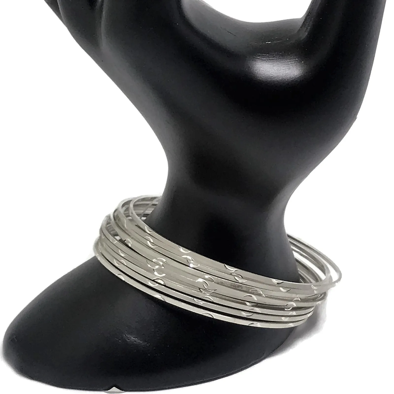 925 Sterling Silver Bangle Bracelet - Set of Ten - Style#01
