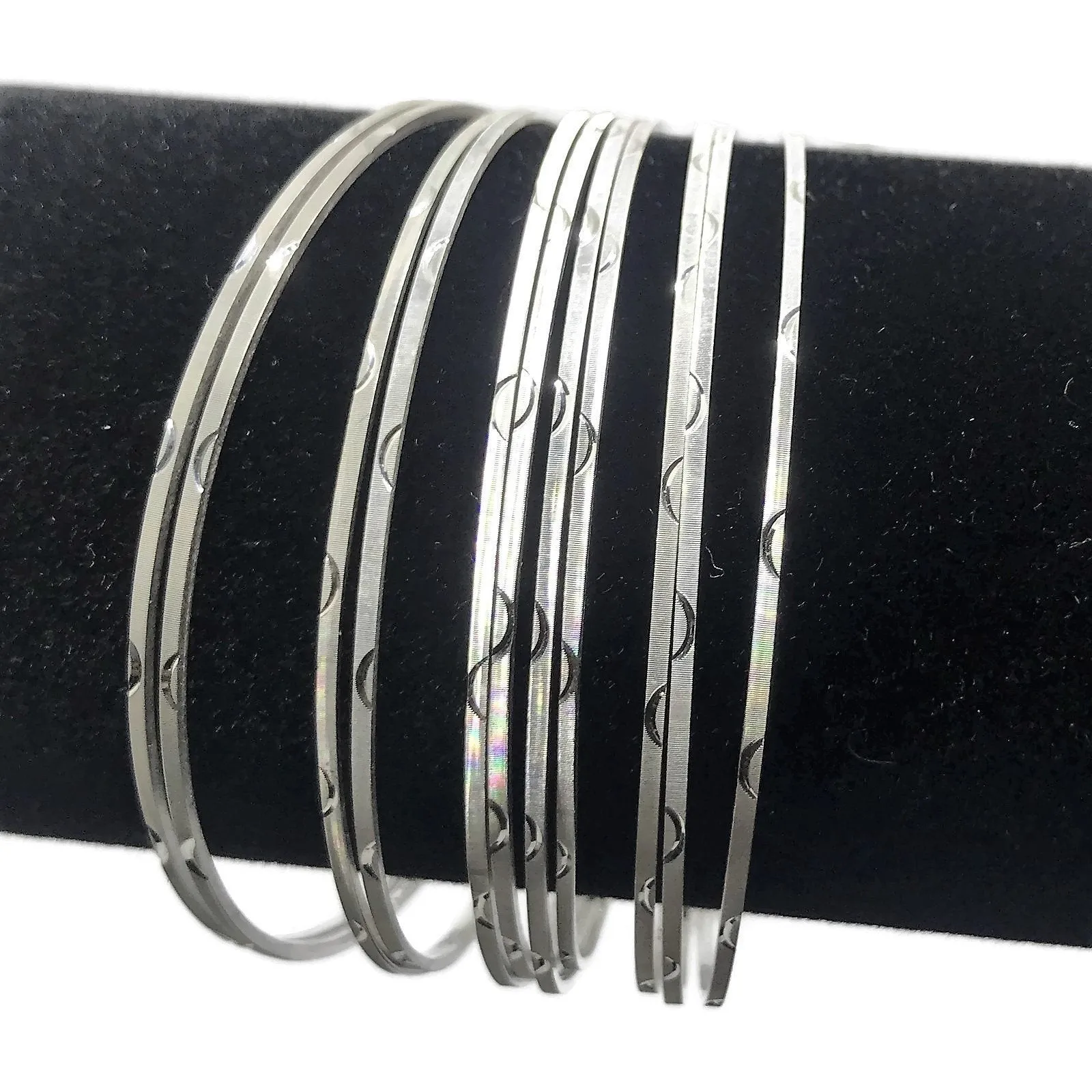 925 Sterling Silver Bangle Bracelet - Set of Ten - Style#01