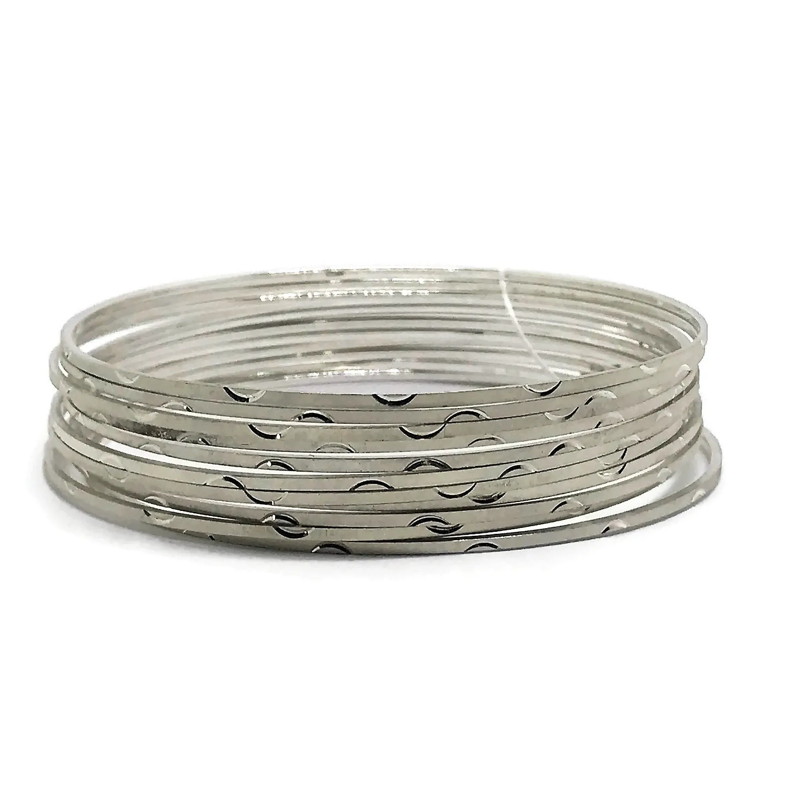 925 Sterling Silver Bangle Bracelet - Set of Ten - Style#01
