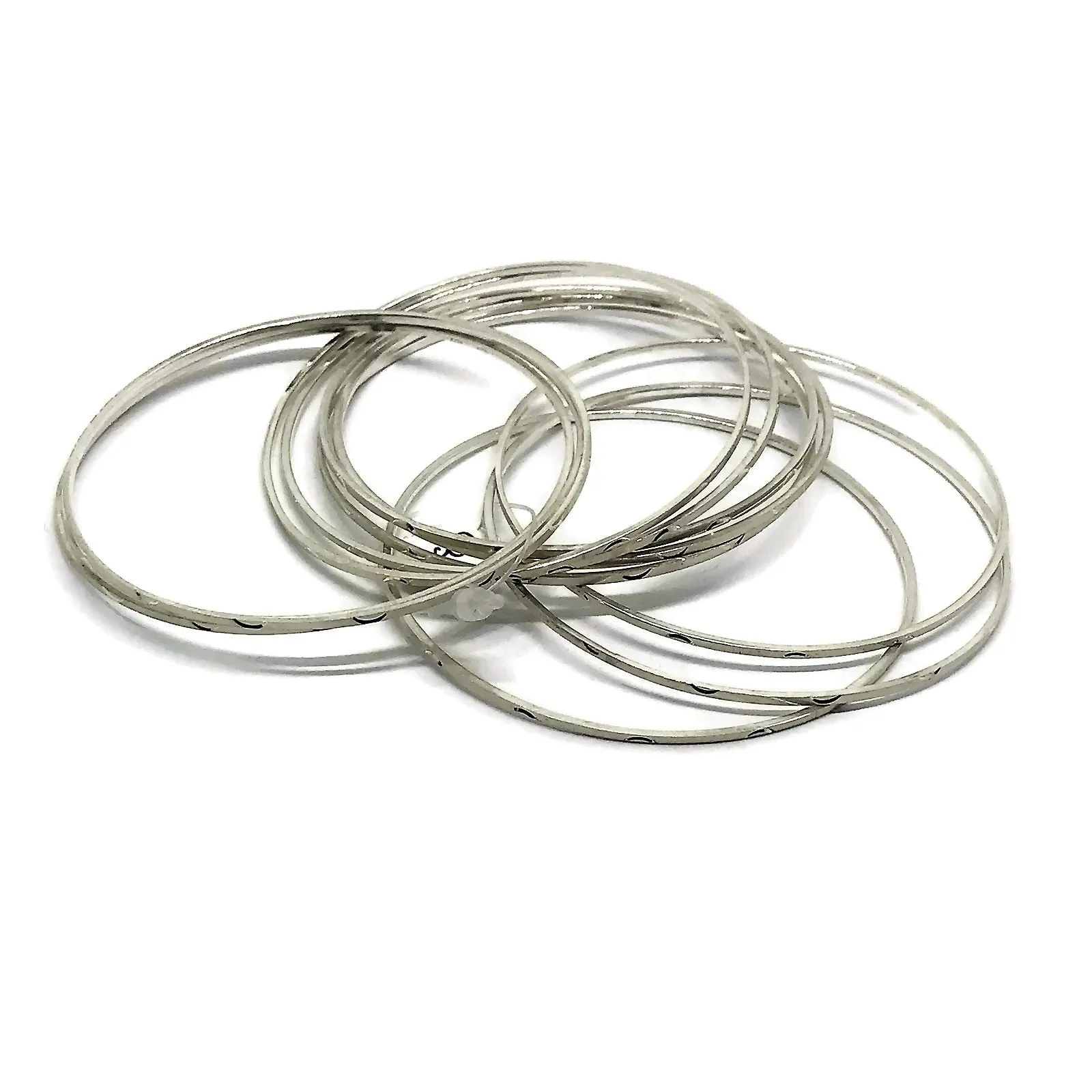 925 Sterling Silver Bangle Bracelet - Set of Ten - Style#01