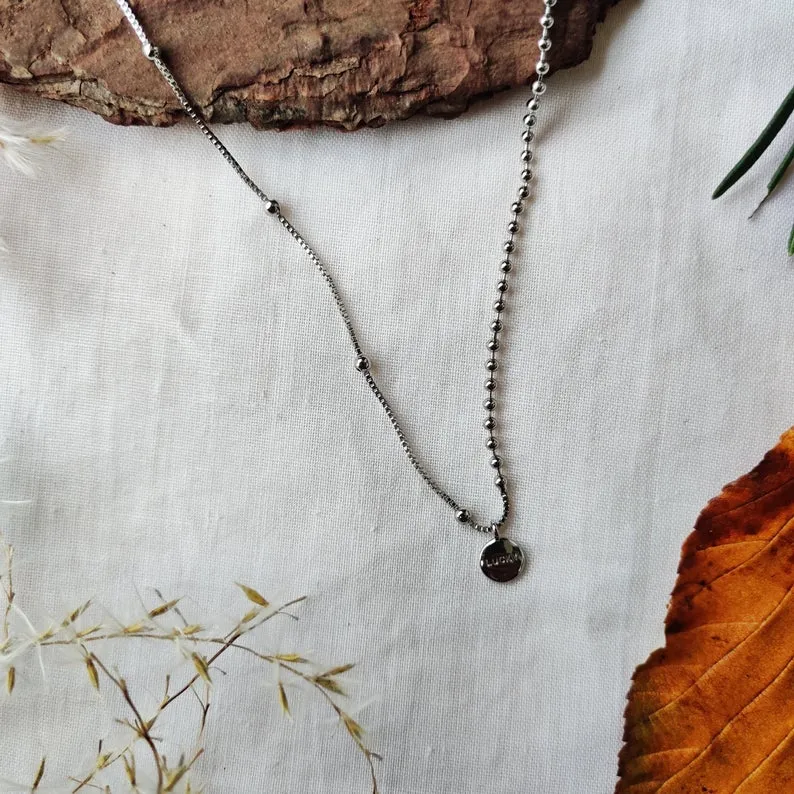 925 Sterling Silver Lucky Charm Minimalist Dainty Dangle Choker Necklace