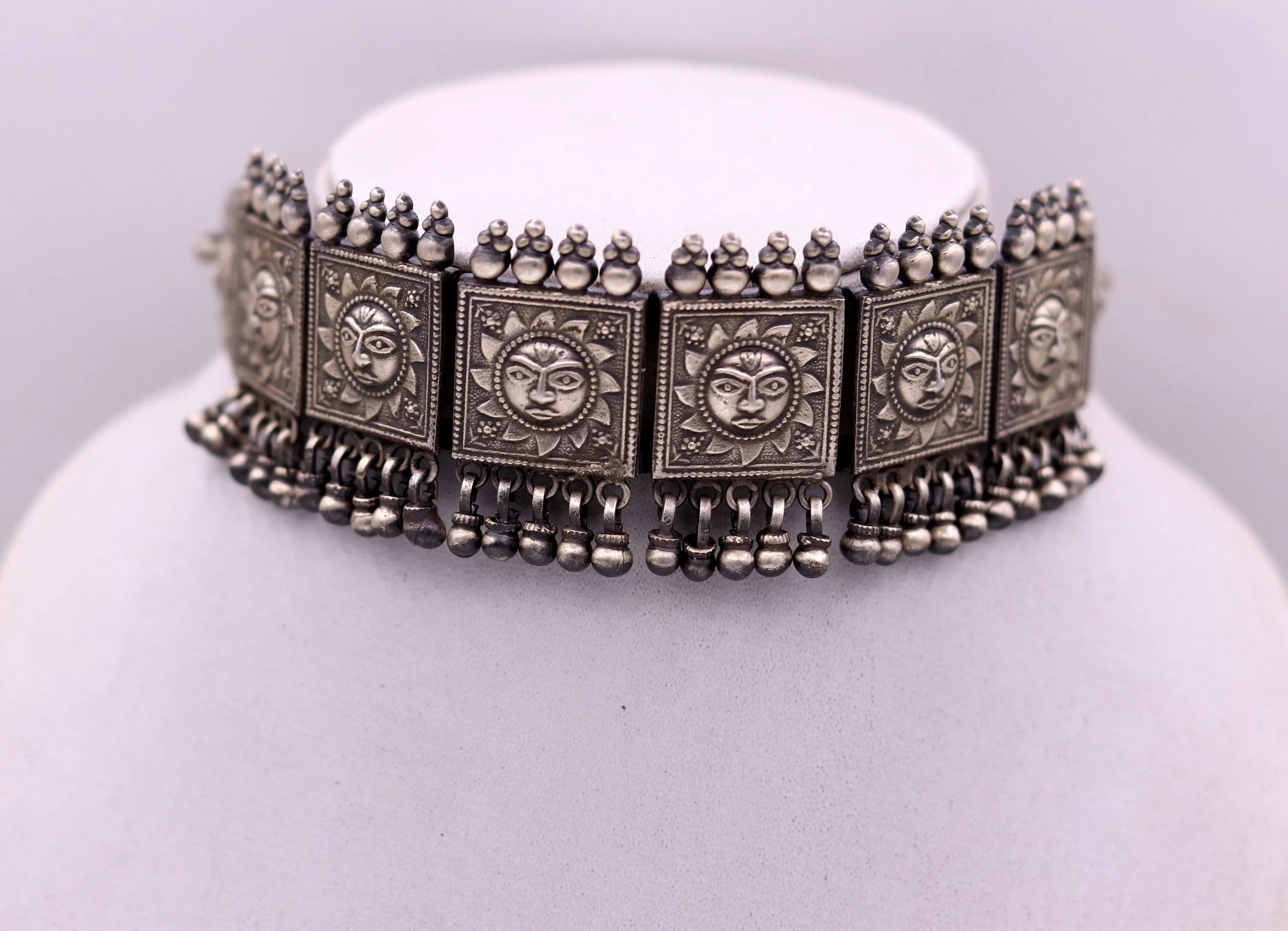 925 sterling silver Traditional cultural design trendy fit neck choker necklace tribal ethnic tribal jewelry best wedding jewelry set78