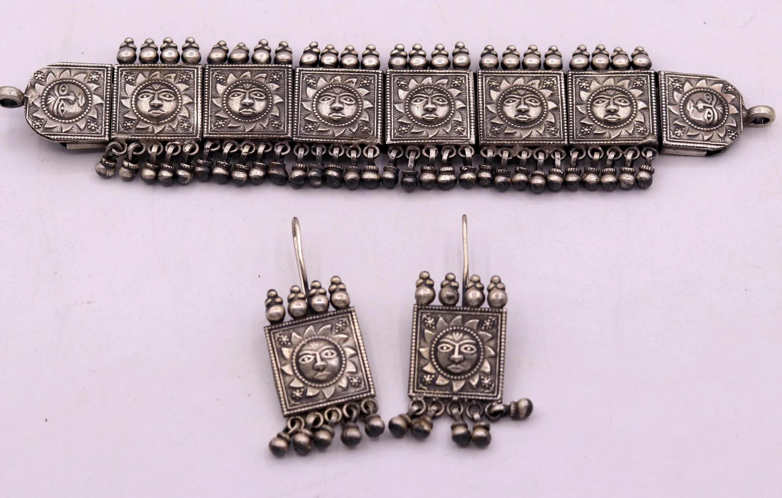 925 sterling silver Traditional cultural design trendy fit neck choker necklace tribal ethnic tribal jewelry best wedding jewelry set78