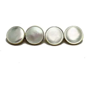 9k Gold Round Mother of Pearl Cufflinks "Sophisticated Simplicity, Timeless Elegance"