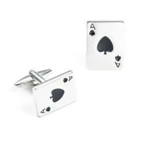 Ace Cards Rectangle Cufflinks SILVER