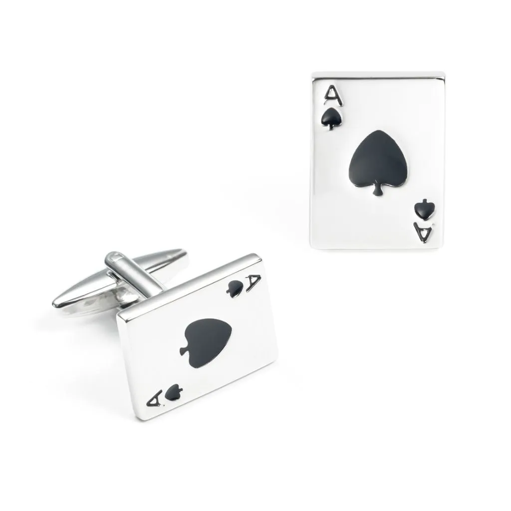 Ace Cards Rectangle Cufflinks SILVER