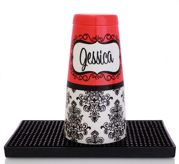 ADD YOUR NAME - Cocktail Shaker Tin - 28 oz weighted - Damask
