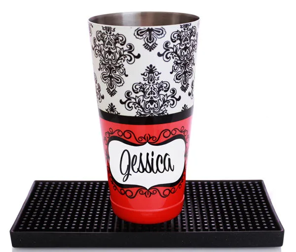 ADD YOUR NAME - Cocktail Shaker Tin - 28 oz weighted - Damask