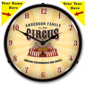 Add Your Name Family Circus Backlit LED Clock