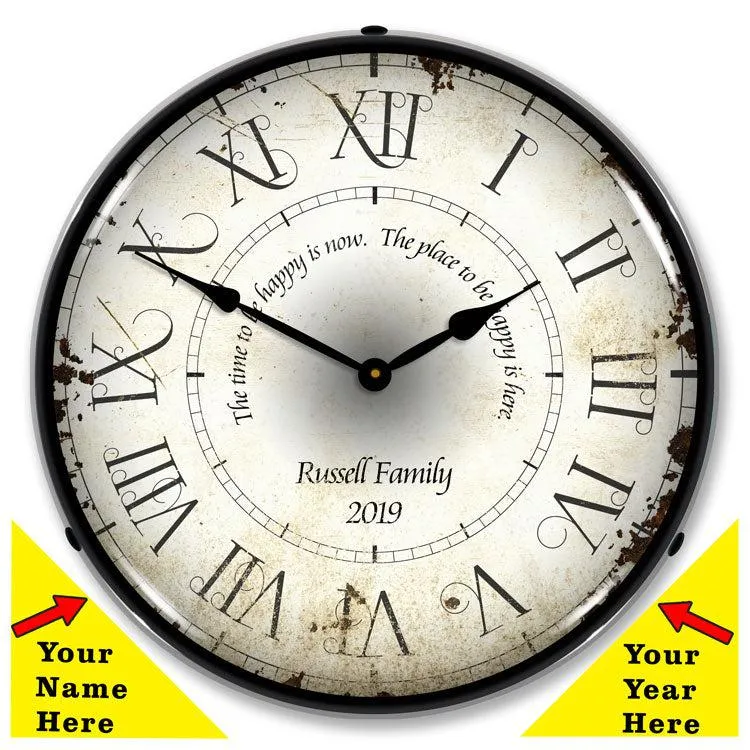 Add Your Name Roman Antique Backlit LED Clock
