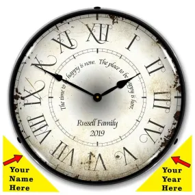 Add Your Name Roman Antique Backlit LED Clock