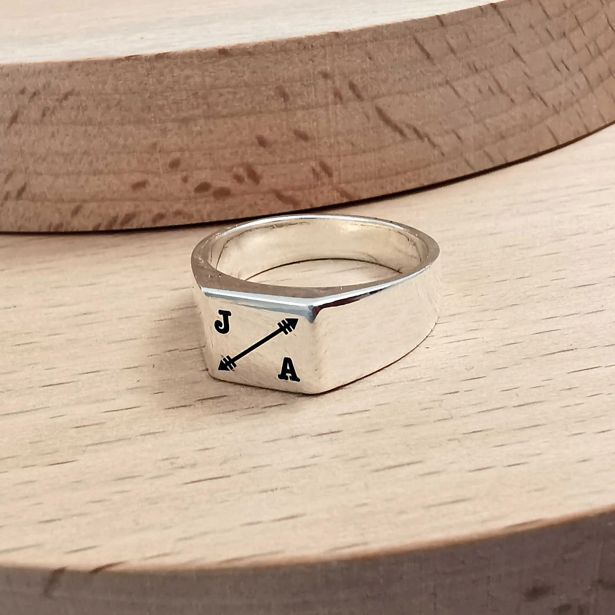 Adventure Arrow Personalised Silver Signet Ring