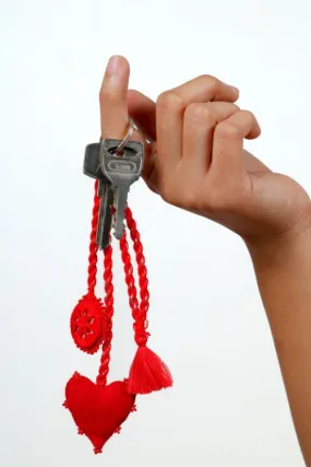 Antarang- Red Keychain. 100% Cotton. Valentine Special. Hand Made By Divyang Rural Women.