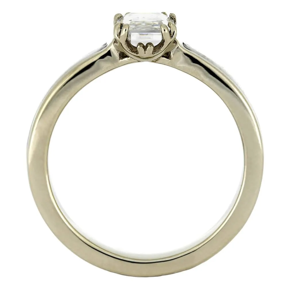 Antler Engagement Ring with Emerald Cut Moissanite