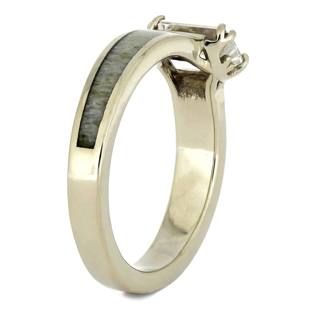 Antler Engagement Ring with Emerald Cut Moissanite