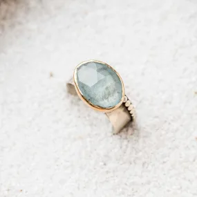 Aquamarine East-West Mixed Metal Statement Ring