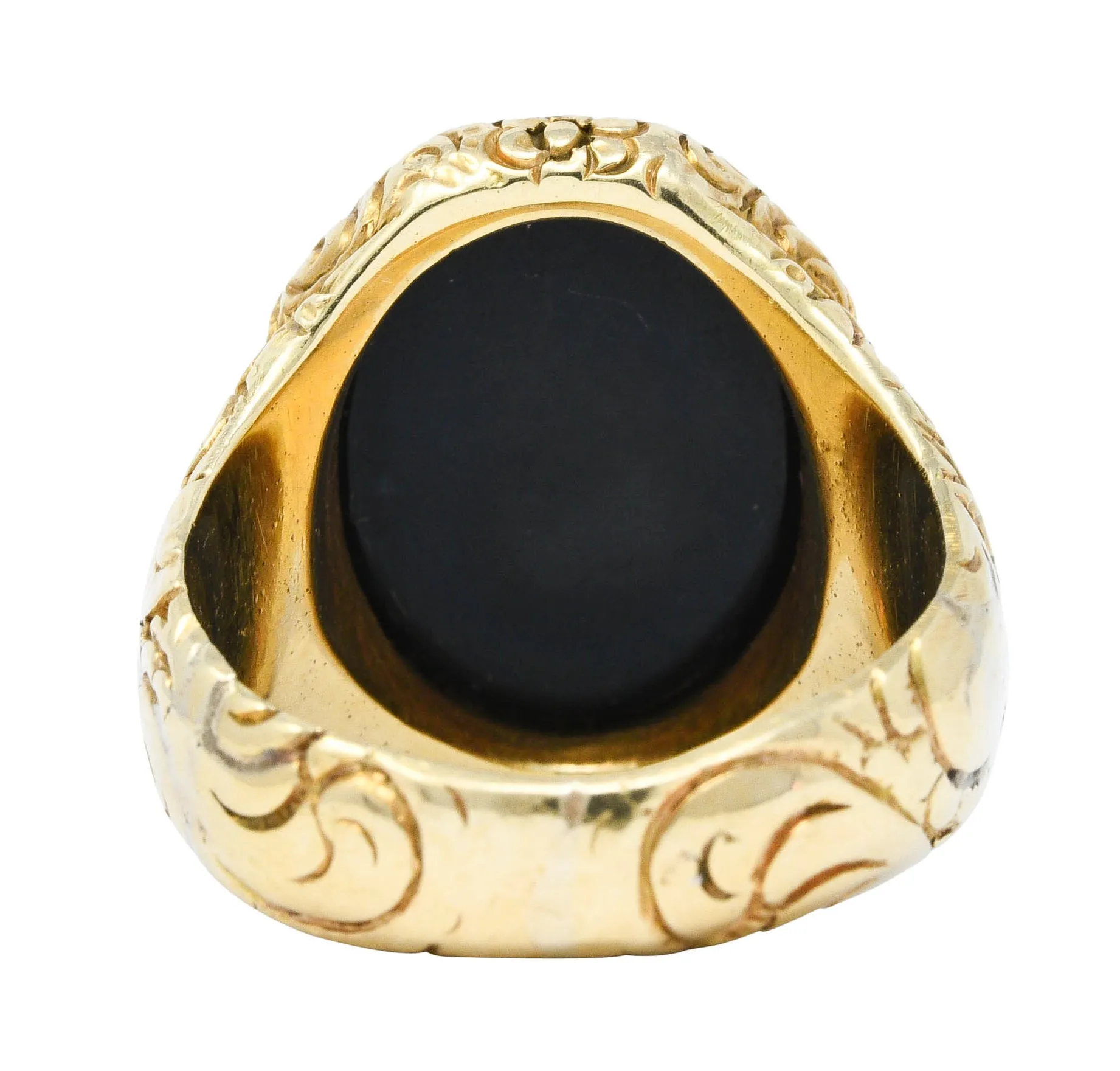 Art Nouveau Onyx Agate 14 Karat Gold Heraldry Signet Ring