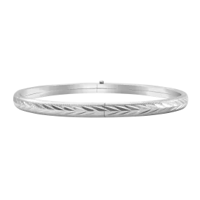 Bangle Bracelet with Diamond Cut Design in Sterling Silver