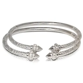 Better Jewelry Solid .925 Sterling Silver Taj Mahal Bangles, 1 pair