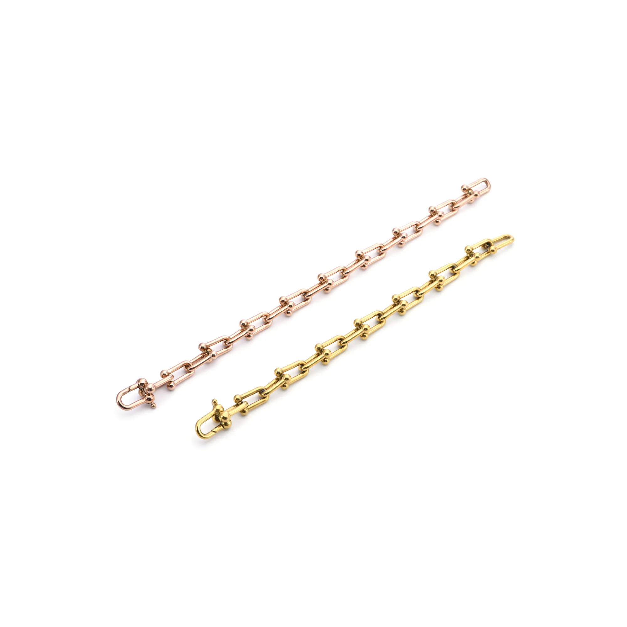 BG525G B.Tiff Horseshoe Link Gold Chain Bracelet