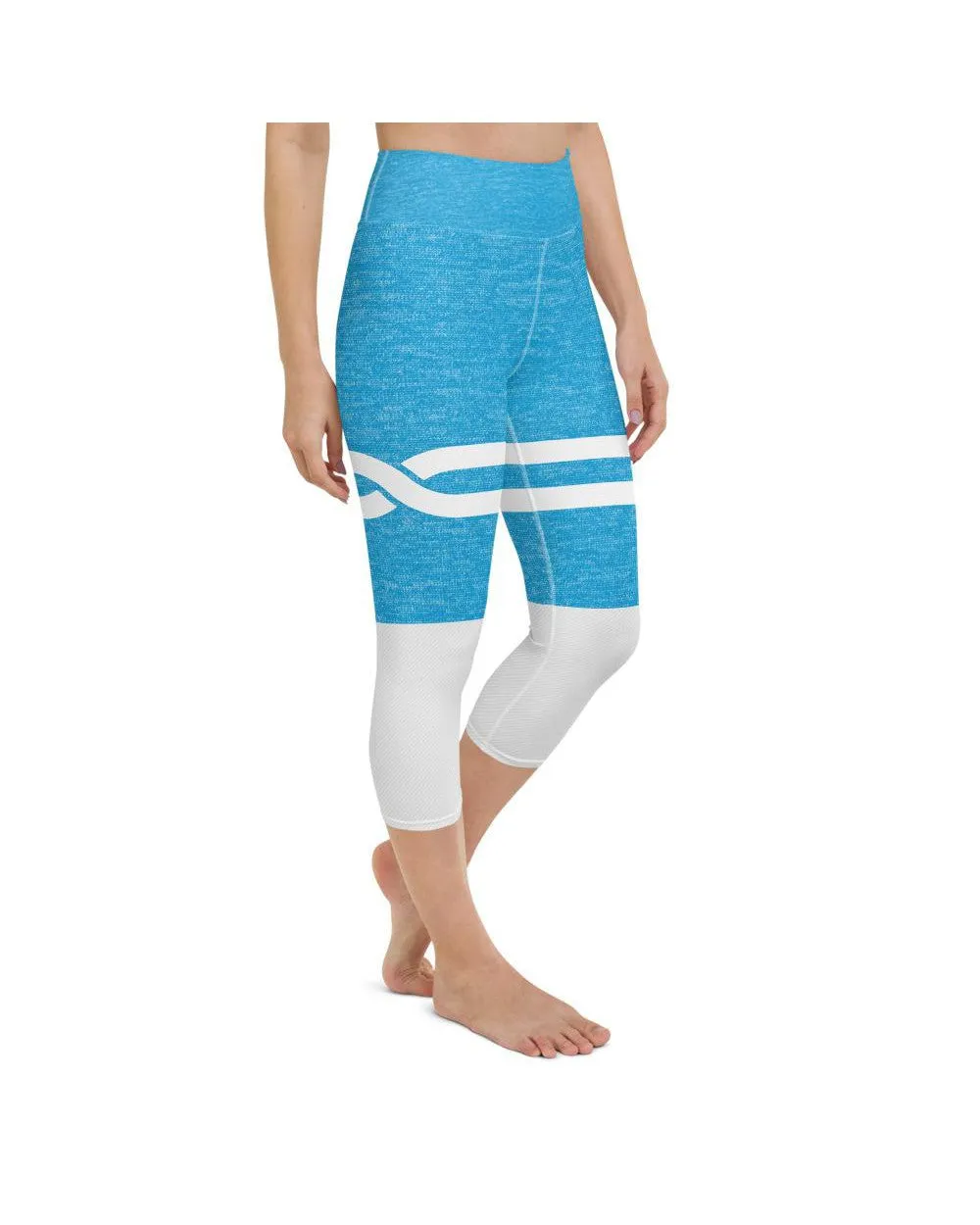 Blue and White Infinity Yoga Capris