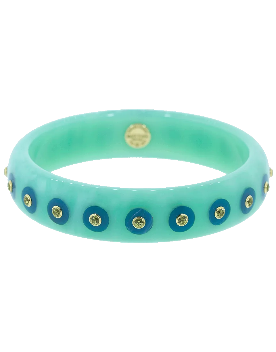 Blue Bakelite Peridot Bangle
