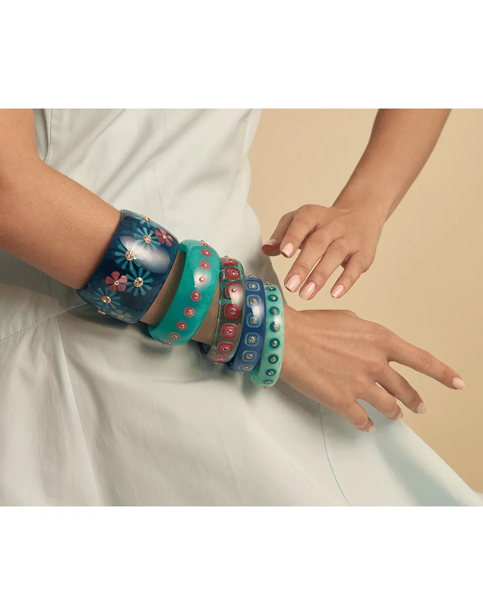 Blue Bakelite Peridot Bangle