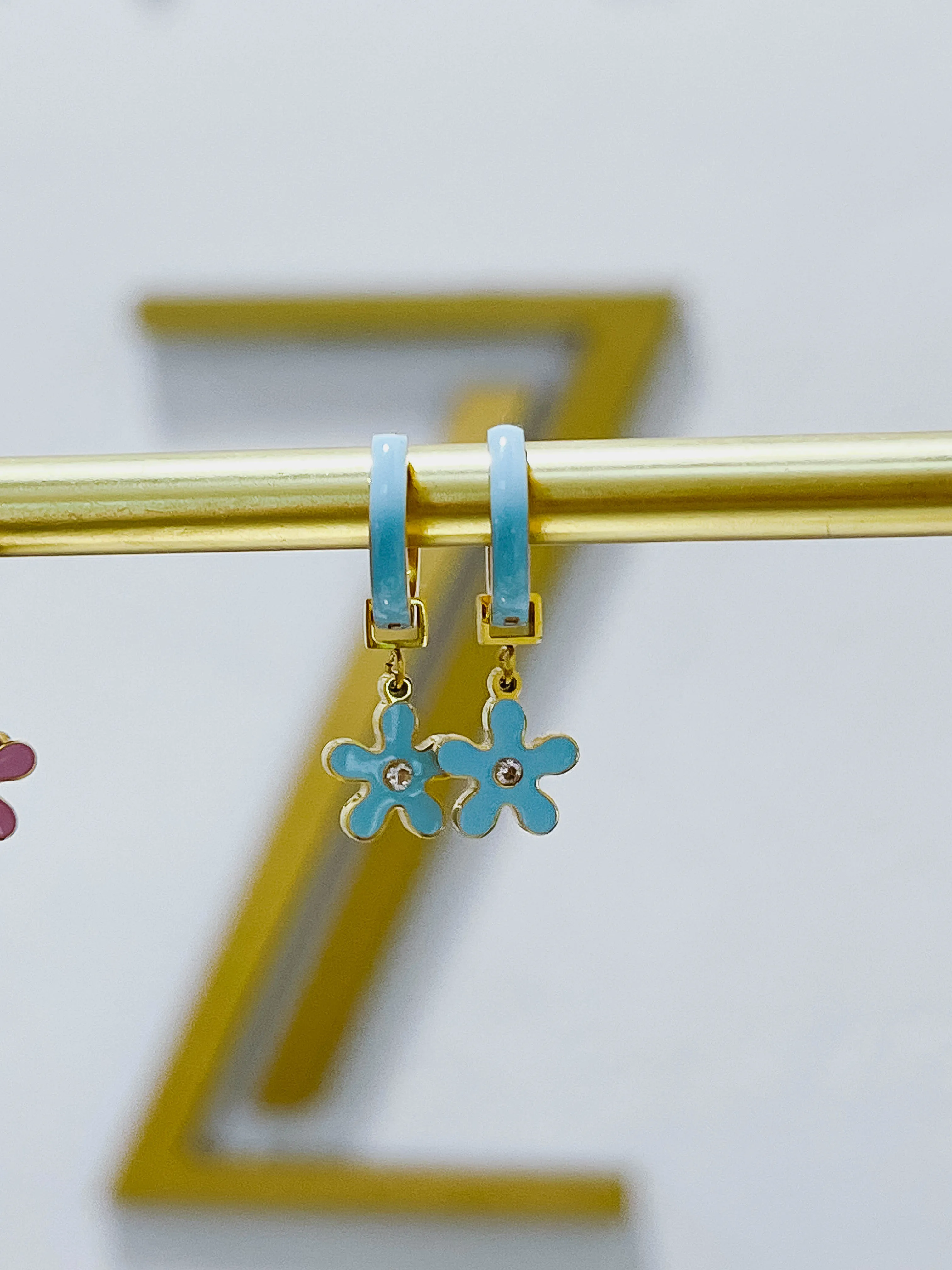 Blue Enamel Zaana Mini Hoops
